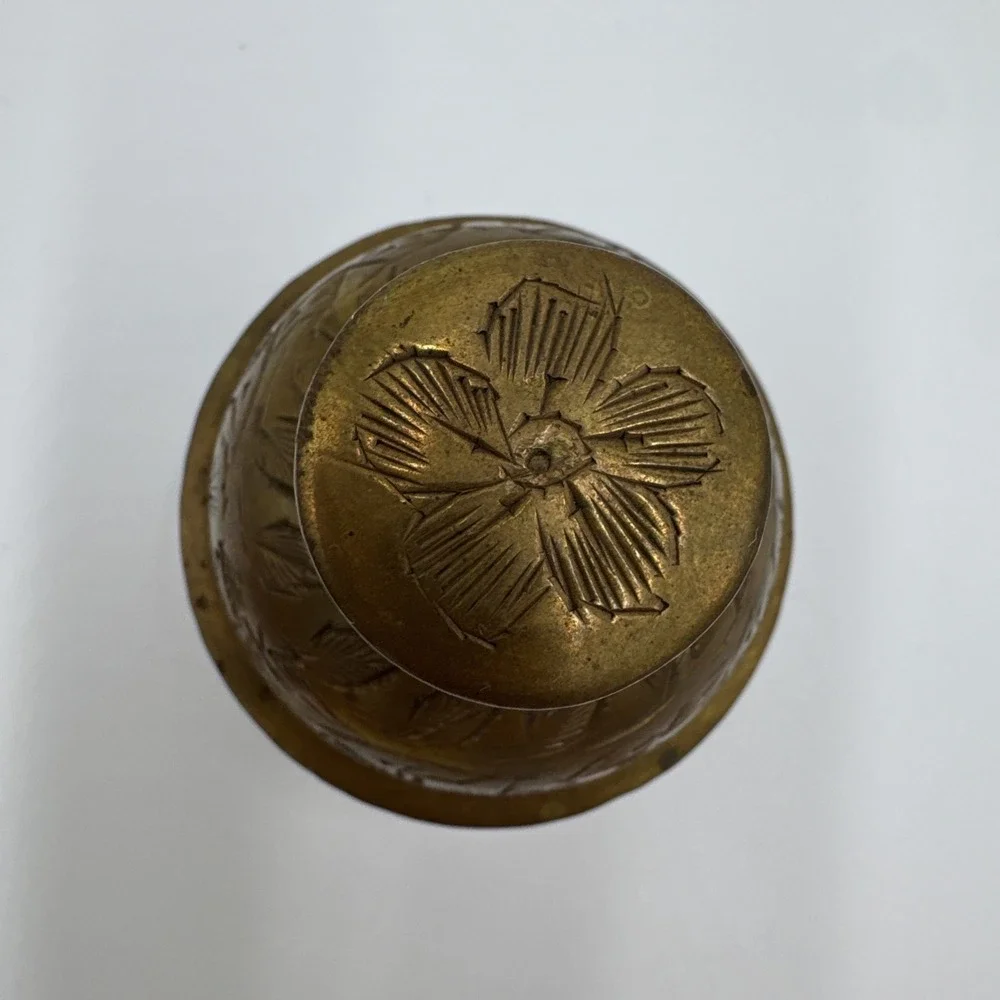 Vintage Indian Brass Elephant Bell Floral Engraved Hanging Temple Bell